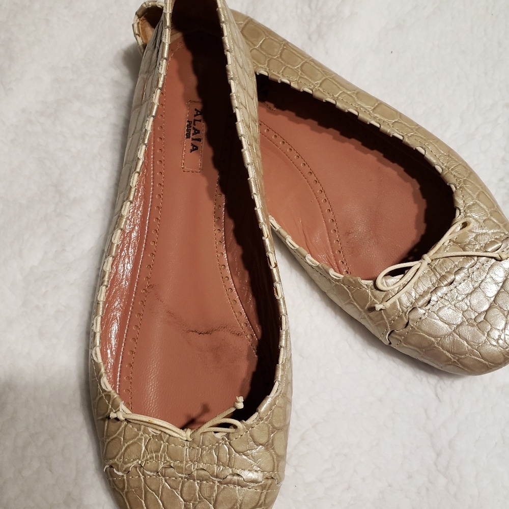Ivory leather flats, Alaia